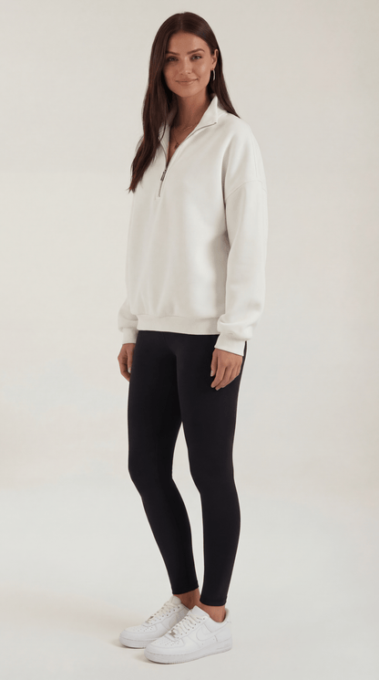 Gudrun Amira™ | Suéter Oversize con Cuello de Cierre 1/4
