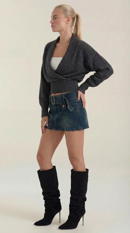 Ana Bella™ | Lynda Suéter de Punto Envolvente