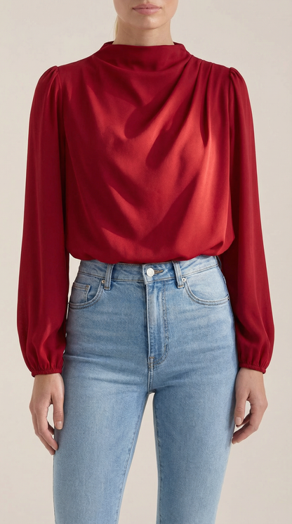 Alexandra Pepa™ | Blusa de Manga Larga Drapiada Marcia