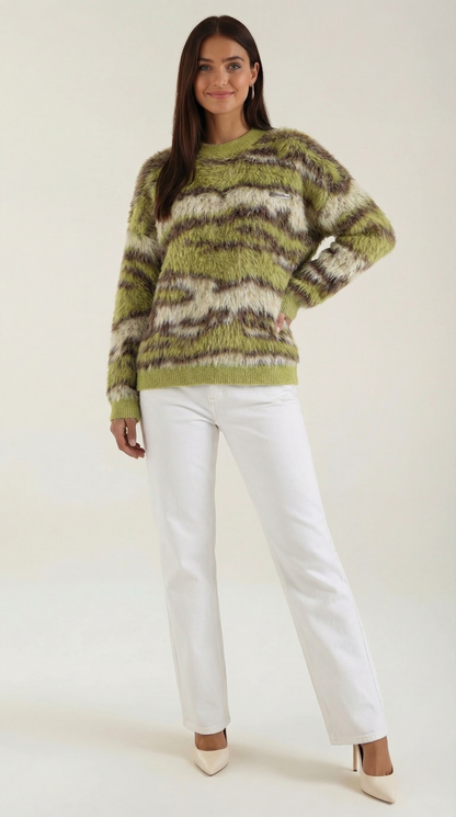 María Nélida™ | Suéter de punto largo con diseño estampado