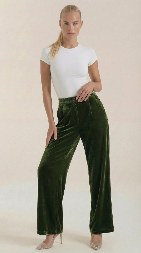 Ana Clarisa™ | Nadine Pantalón Ancho de Terciopelo