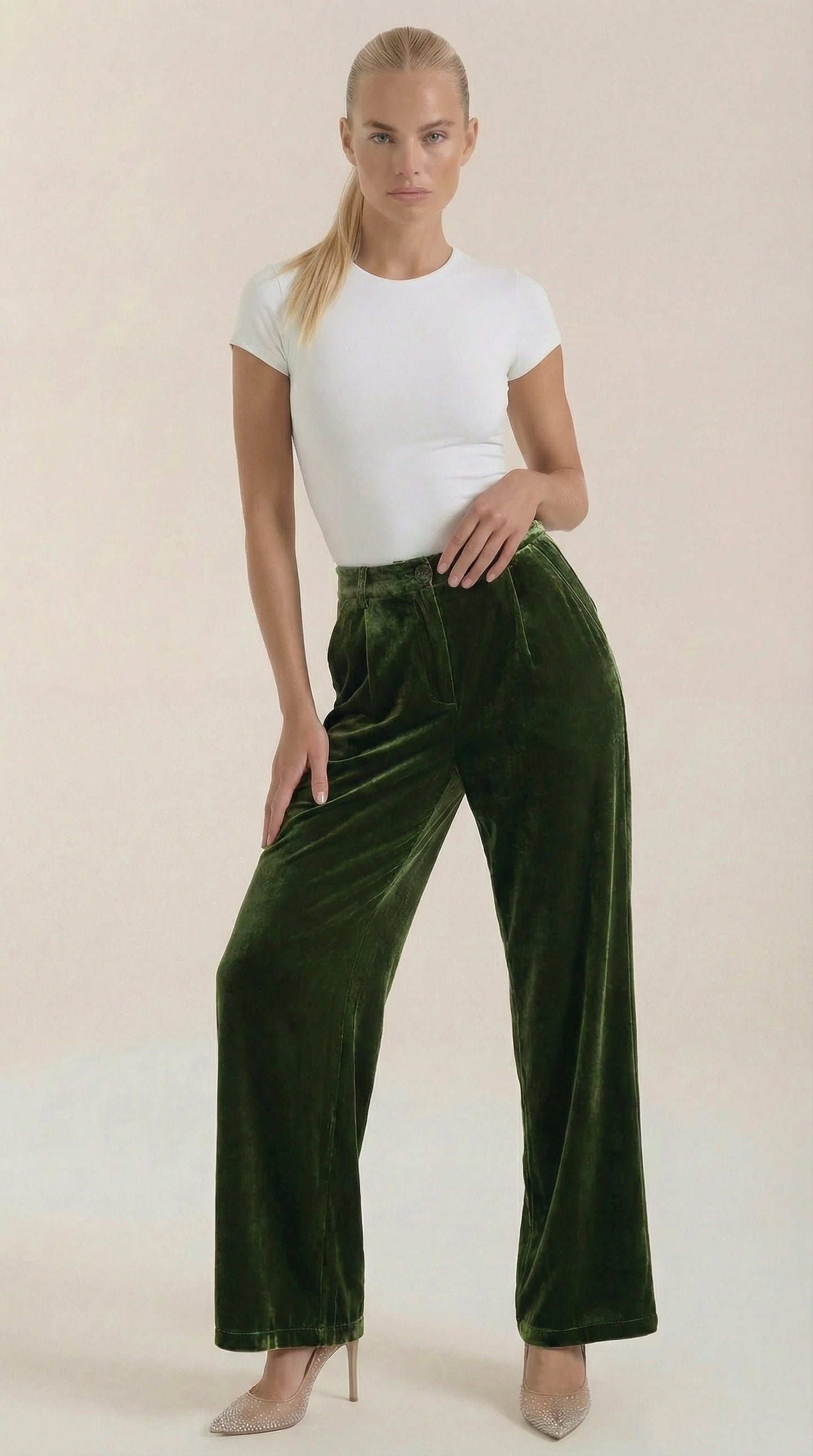 María Deva™ | Nadine Pantalón Ancho de Terciopelo