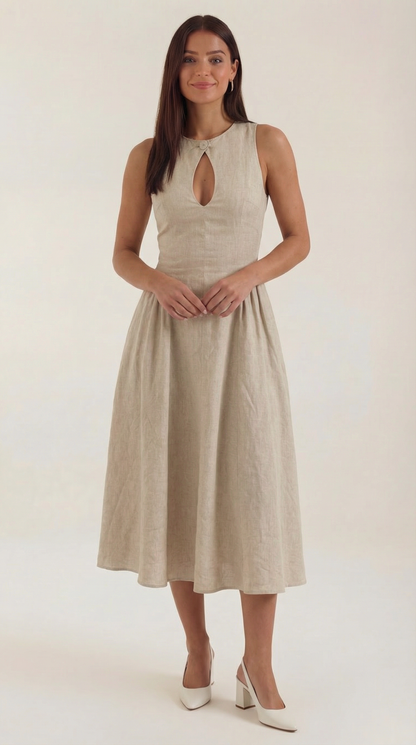Adèle Naia™ | Vestido Midi con Detalle Cut-out