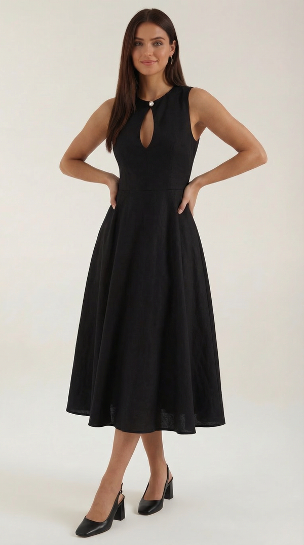 Rosa Pilar™ | Vestido Midi Nancy con Detalles Cut-out