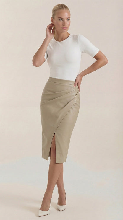 Rosa Nora™ | Falda midi drapeada Natalie