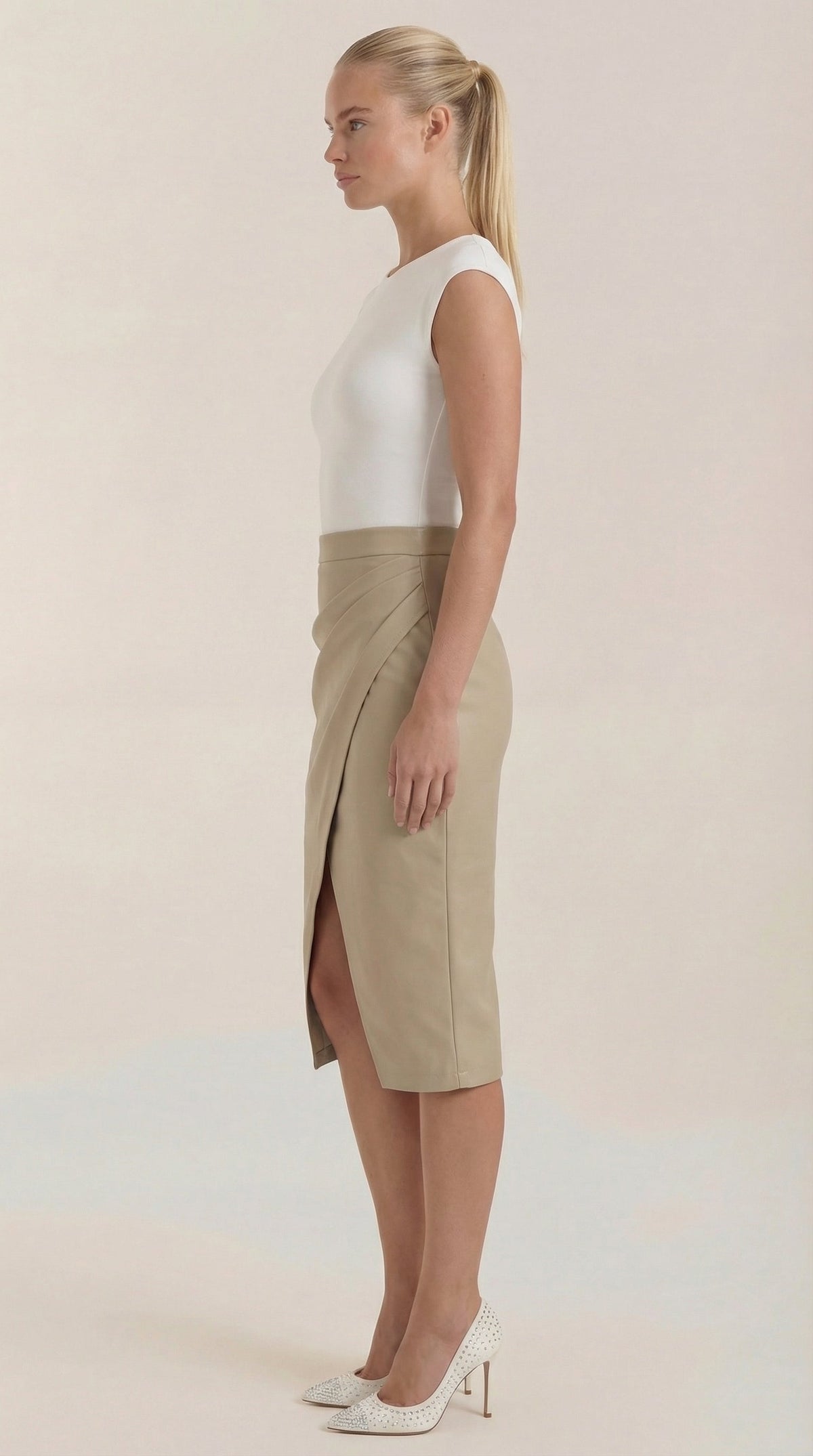 Rosa Nora™ | Falda midi drapeada Natalie