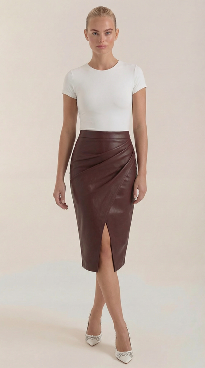 Rosa Nora™ | Falda midi drapeada Natalie
