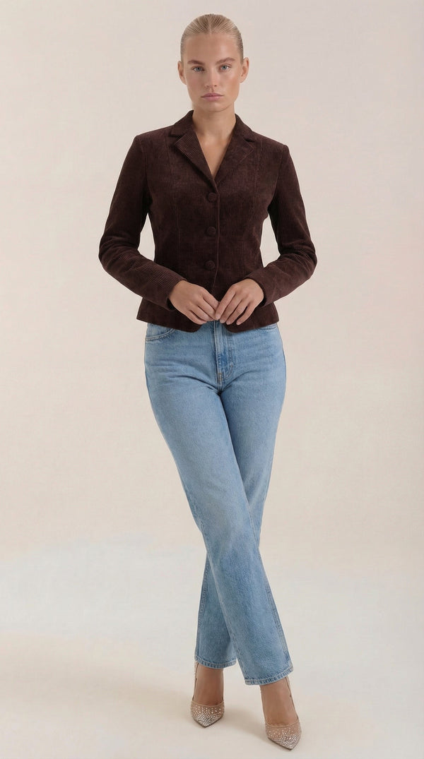 Ana Ava™ | Chaqueta de terciopelo Natasha con cierre de botones