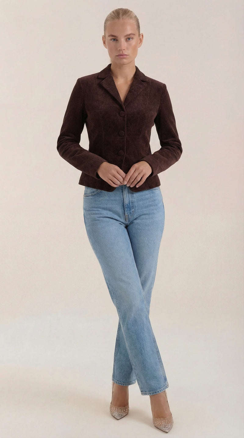 Janeth Carolina™ | Chaqueta de terciopelo con cierre de botones