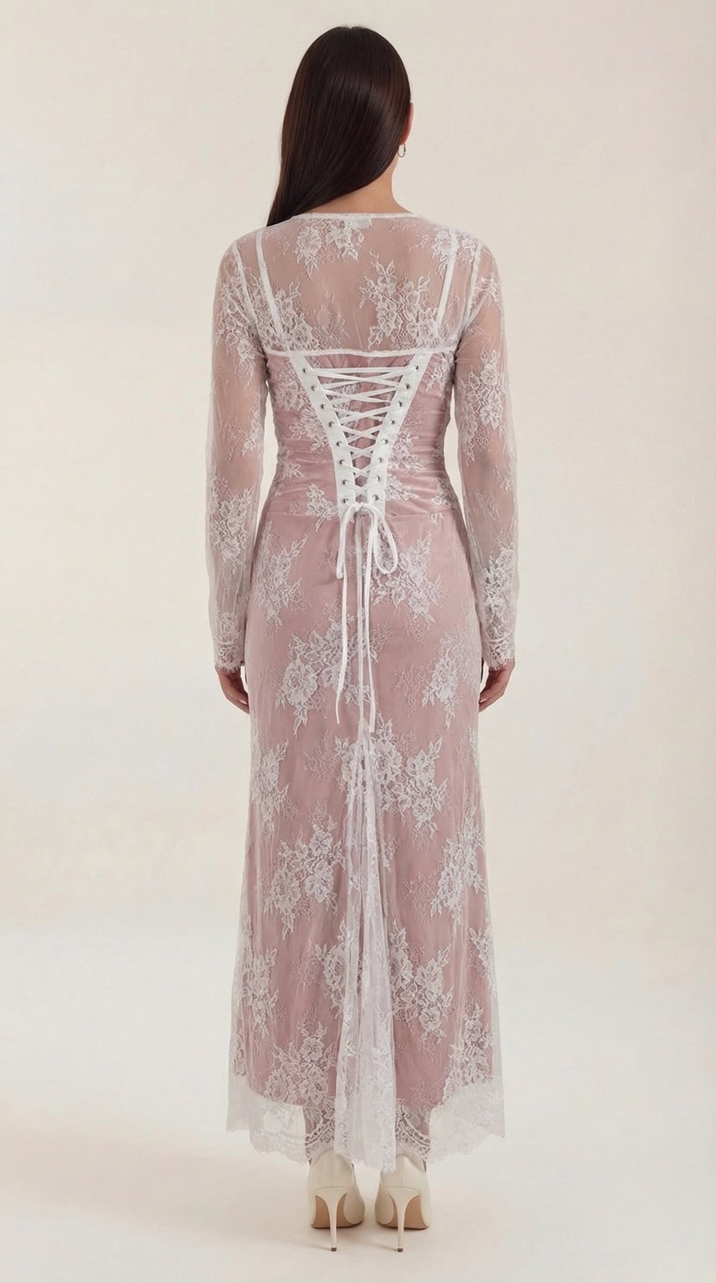 Rosa Perla™ | Vestido largo de encaje Nerissa