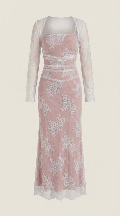 Rosa Perla™ | Vestido largo de encaje Nerissa