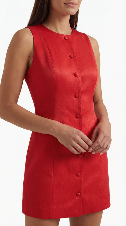 Rosa Encarna™ | Vestido Mini Sin Mangas Patricia con Botones