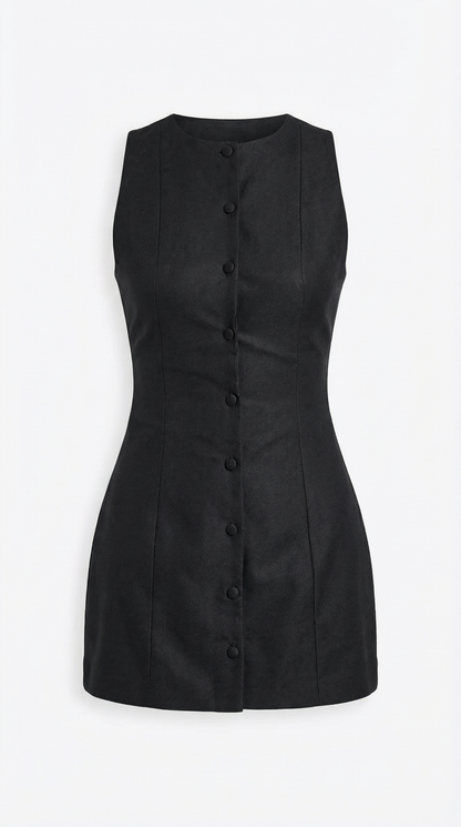 Rosa Encarna™ | Vestido Mini Sin Mangas Patricia con Botones