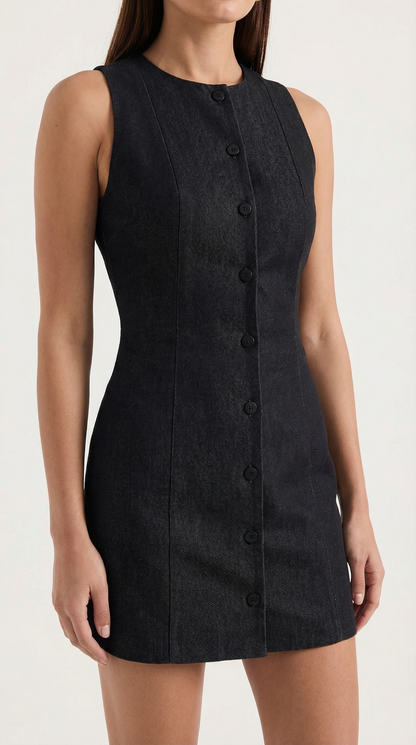 Rosa Encarna™ | Vestido Mini Sin Mangas Patricia con Botones