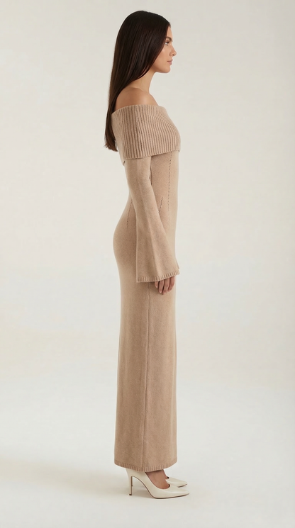 Ana Ambar™ | Vestido largo ajustado con hombros descubiertos de Quinlan