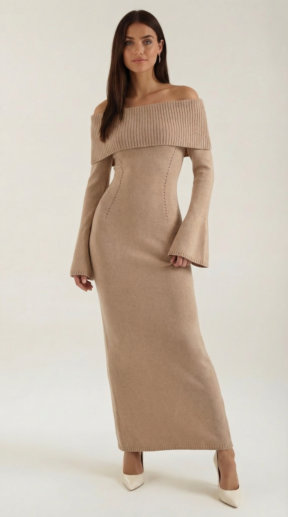 Ana Ambar™ | Vestido largo ajustado con hombros descubiertos de Quinlan