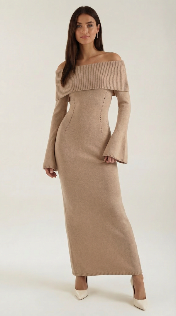 Ana Ambar™ | Vestido largo ajustado con hombros descubiertos de Quinlan