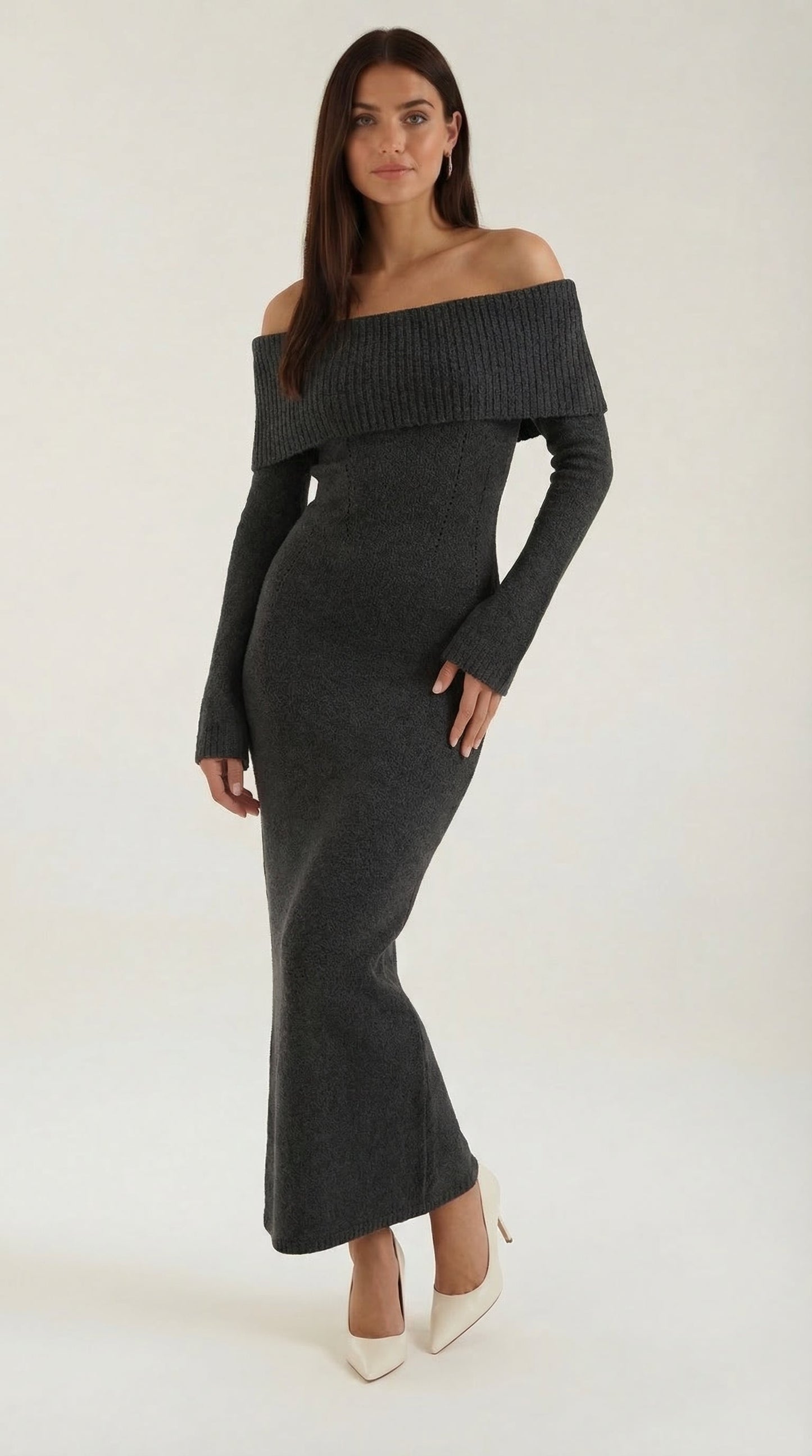 Ana Ambar™ | Vestido largo ajustado con hombros descubiertos de Quinlan