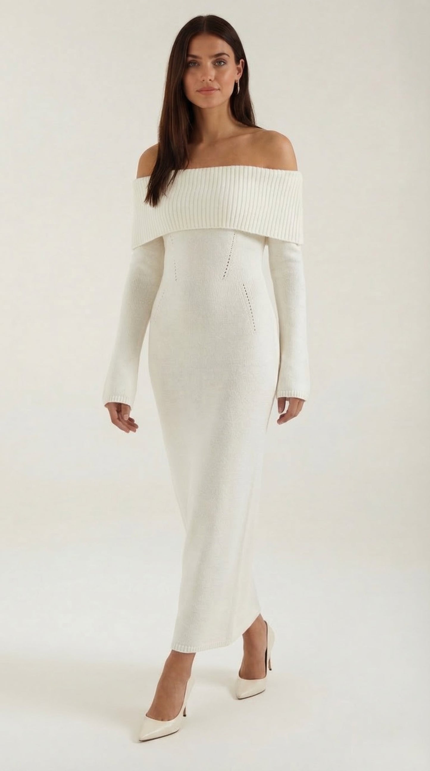 Ana Ambar™ | Vestido largo ajustado con hombros descubiertos de Quinlan