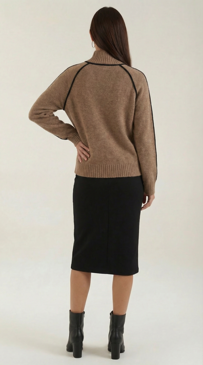 Teodora Lieke™ | Suéter de cuello alto con detalles en contraste