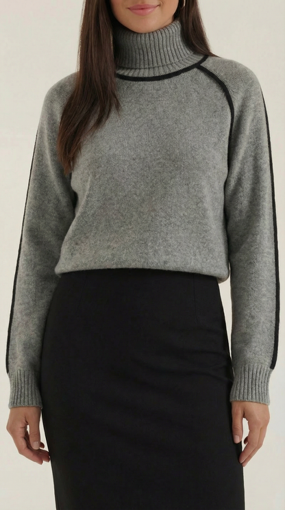 Teodora Lieke™ | Suéter de cuello alto con detalles en contraste