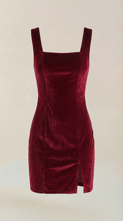 Ana Carola™ | Vestido Mini de Terciopelo Rachelle con Escote Cuadrado