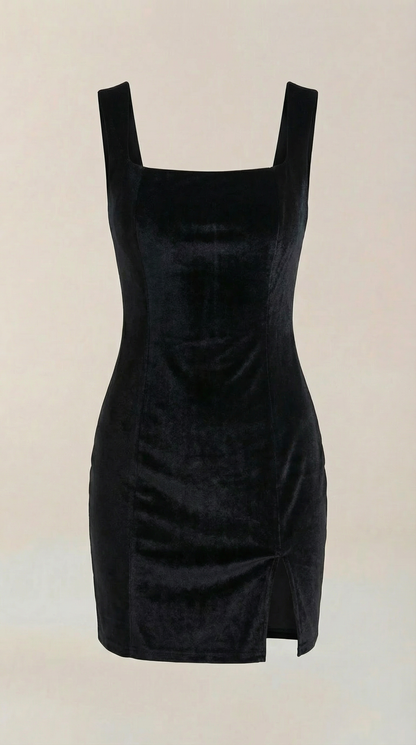 Ana Carola™ | Vestido Mini de Terciopelo Rachelle con Escote Cuadrado