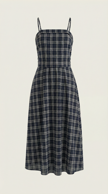 Ana Natalia™ | Vestido Midi de Verano a Cuadros con Escote Redondo