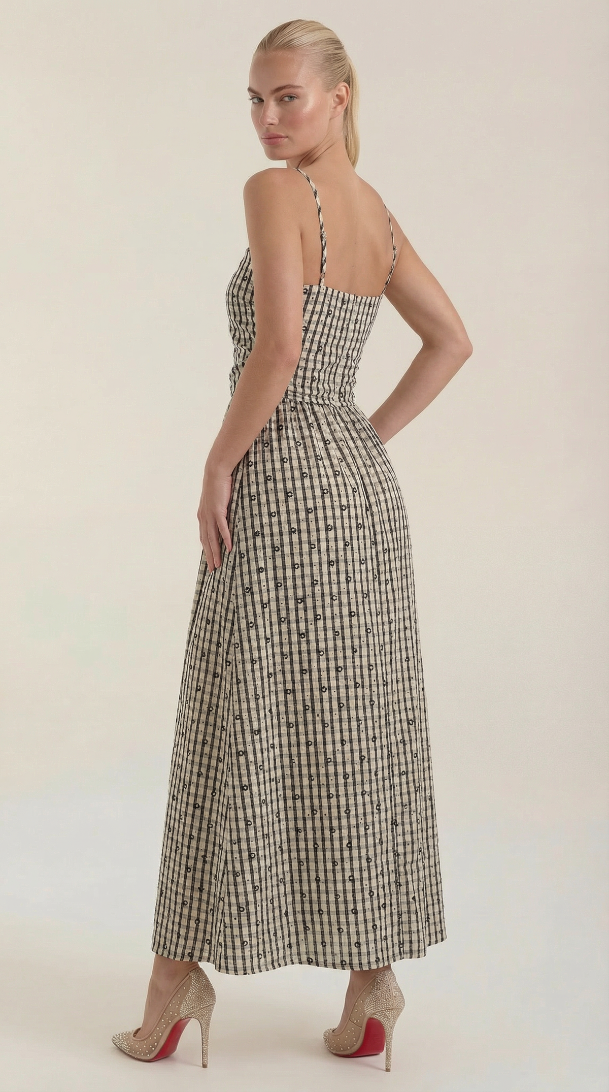 Ana Casandra™ | Vestido Midi de Verano a Cuadros con Escote Redondo