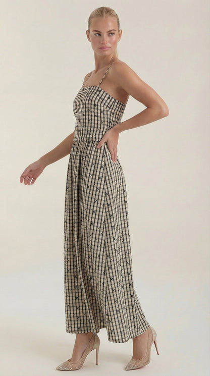 Ana Casandra™ | Vestido Midi de Verano a Cuadros con Escote Redondo