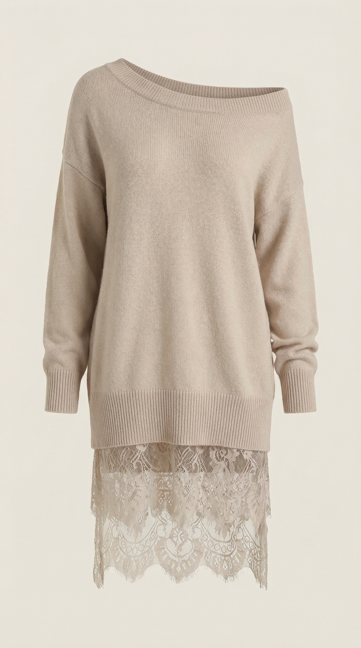Edelmira Nunila™ | Vestido de punto con detalles de encaje