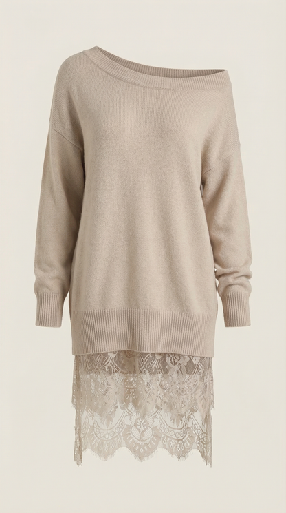 Edelmira Nunila™ | Vestido de punto con detalles de encaje