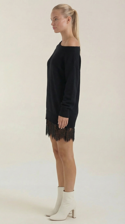 Edelmira Nunila™ | Vestido de punto con detalles de encaje
