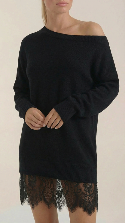 Edelmira Nunila™ | Vestido de punto con detalles de encaje