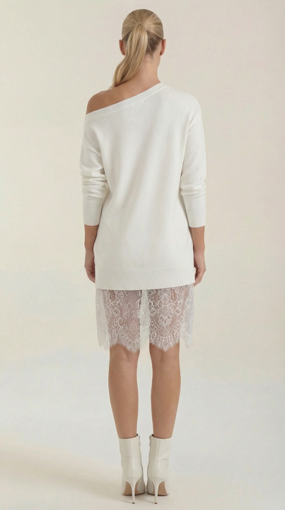 Edelmira Nunila™ | Vestido de punto con detalles de encaje