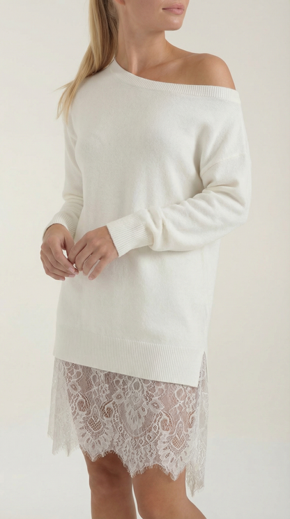Edelmira Nunila™ | Vestido de punto con detalles de encaje