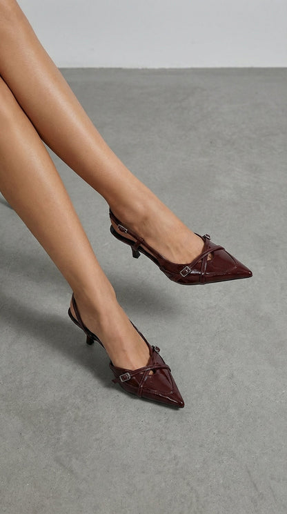 María Ayla™ | Zapatos de tacón Samantha con tira trasera y hebilla