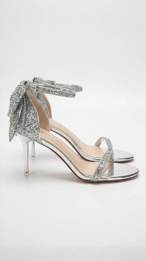 María Bella™ | Tacones Sarah con Lazo y Tacón Decoradas con Diamantes