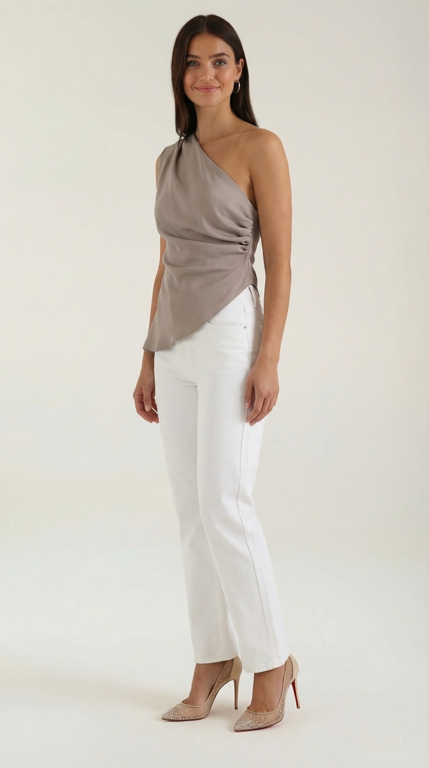 Rosa Herminia™ | Top sin mangas "Selene" de un solo hombro elegante