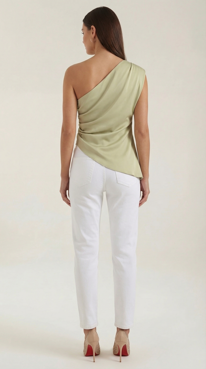 Rosa Herminia™ | Top sin mangas "Selene" de un solo hombro elegante