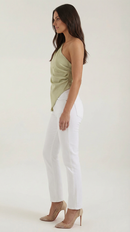 Rosa Herminia™ | Top sin mangas "Selene" de un solo hombro elegante