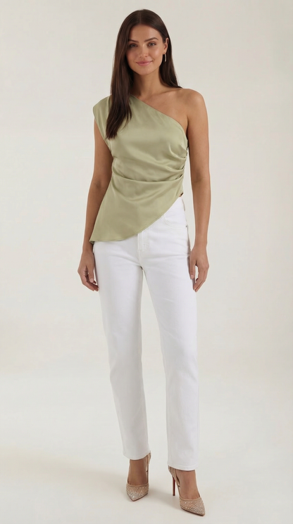 Rosa Herminia™ | Top sin mangas "Selene" de un solo hombro elegante