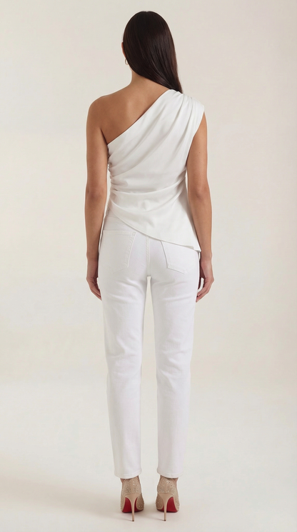 Rosa Herminia™ | Top sin mangas "Selene" de un solo hombro elegante