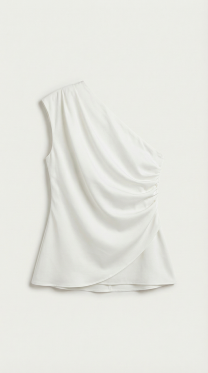 Rosa Herminia™ | Top sin mangas "Selene" de un solo hombro elegante
