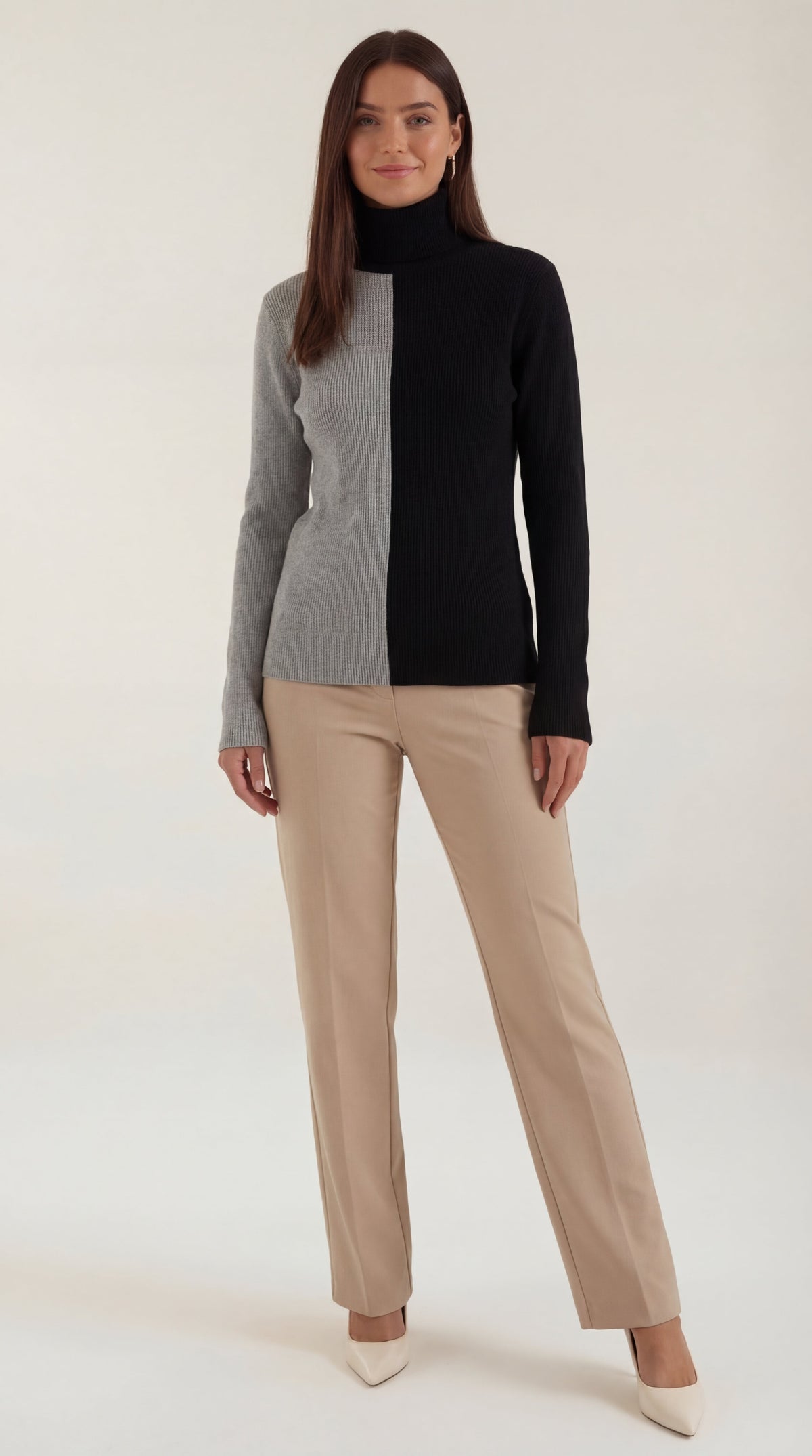 Emiliana Prudencia™ | Suéter de Cuello Alto con Diseño de Bloques