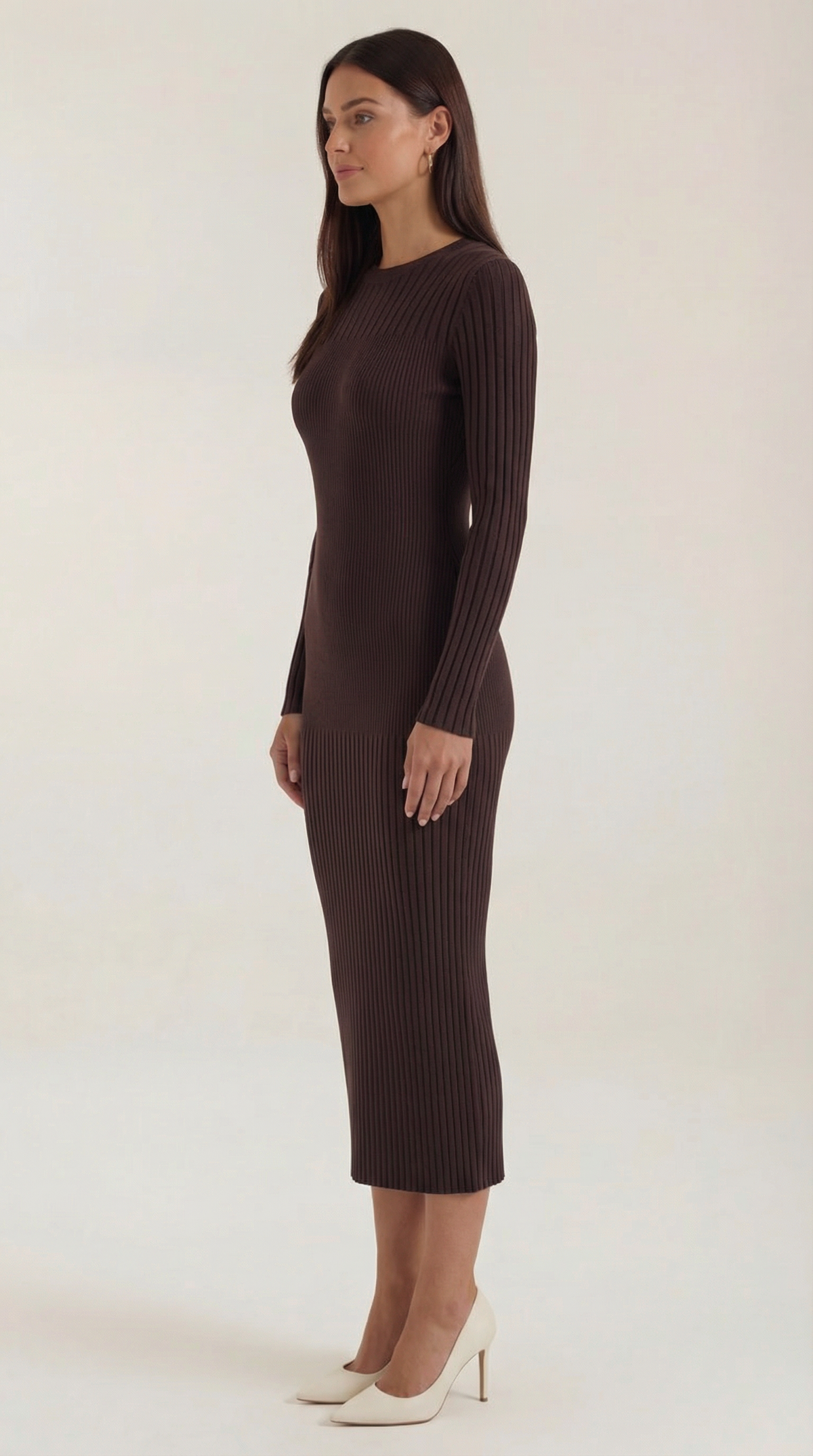 Ana Verdad™ | Sheila - Vestido midi ajustado de canalé
