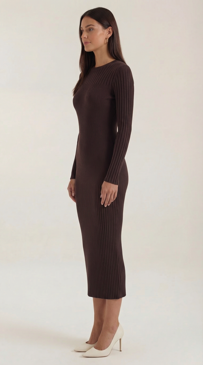 Ana Verdad™ | Sheila - Vestido midi ajustado de canalé