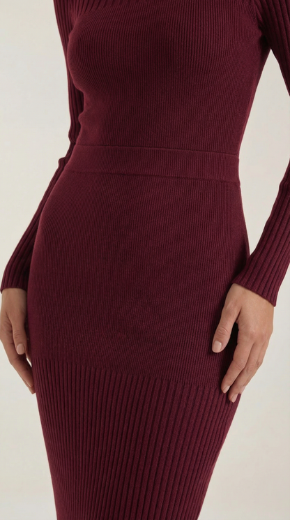 Ana Verdad™ | Sheila - Vestido midi ajustado de canalé