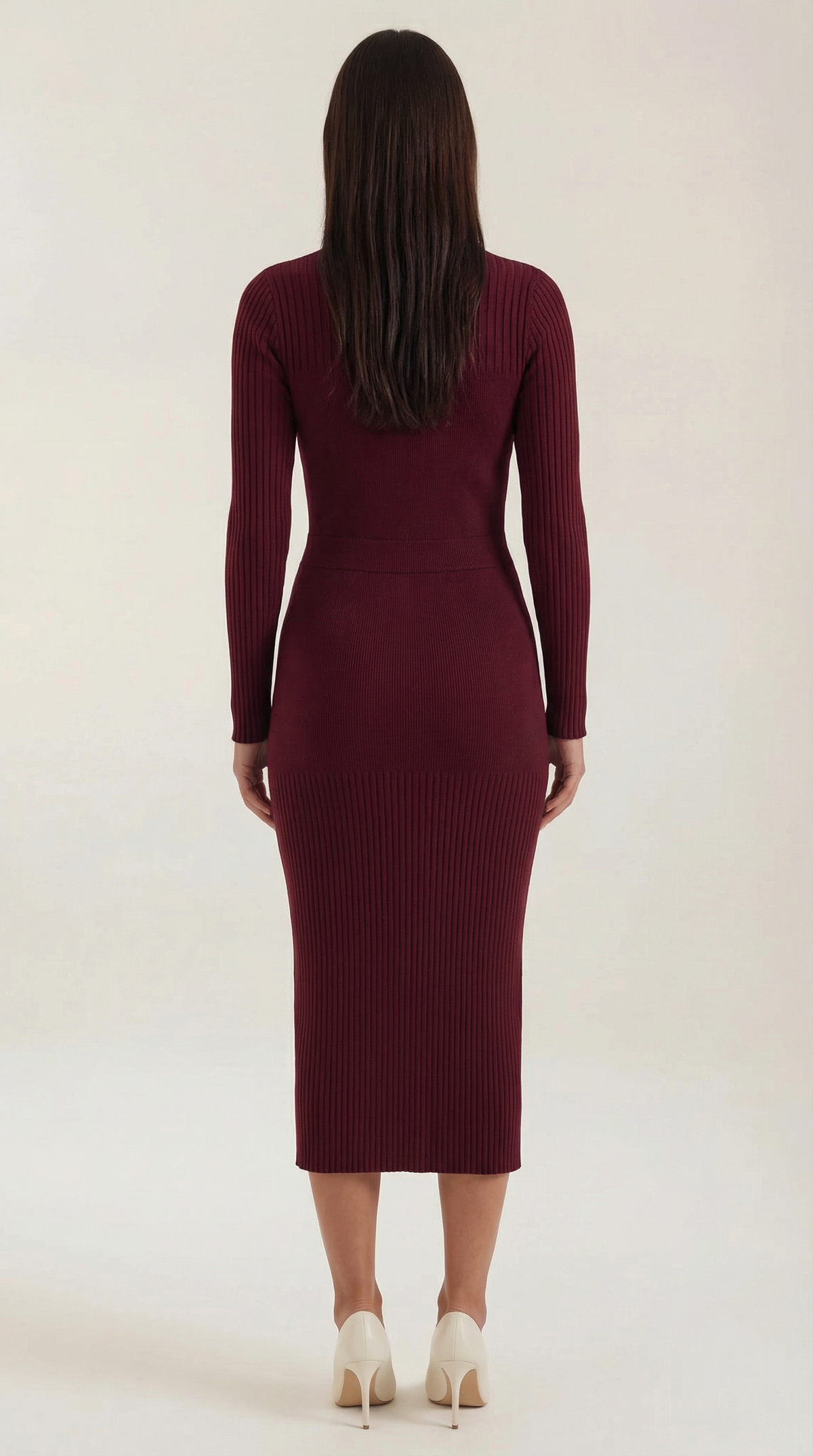 Ana Verdad™ | Sheila - Vestido midi ajustado de canalé
