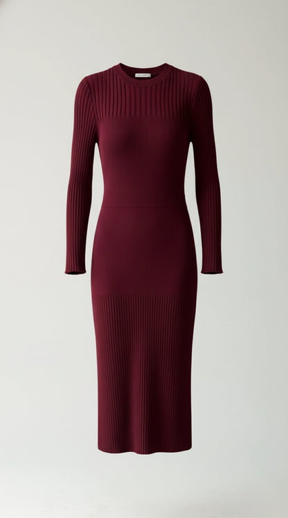 Ana Verdad™ | Sheila - Vestido midi ajustado de canalé
